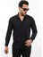 Slim Fit Uzun Kollu Kolay Ütü Nefes Alan Doku Kravatlık Dört Mevsim Siyah Erkek Gömlek SLM-5110-TSS 1