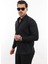 Slim Fit Uzun Kollu Kolay Ütü Nefes Alan Doku Kravatlık Dört Mevsim Siyah Erkek Gömlek SLM-5110-TSS 2