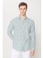 Slim Fit Dar Kesim Pamuk Keten Klasik Yaka Çizgili Gömlek 4
