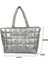 Gümüş Moda Kış Aşağı Naylon Yastıklı Çanta Kadın Büyük Kapasiteli Üst Saplı Çanta Düz Renk Crossbody Çanta Kadın Omuz Çantaları (Yurt Dışından) 1
