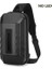 A OZ-9499S Siyah 1 Sert Kabuk Erkek Göğüs Çantası Sling Çanta Erkek Messenger Çanta Su Geçirmez Akıllı Serin LED Erkek USB Şarj Erkek Kısa Seyahat Messenger Sling (Yurt Dışından) 1