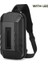 B OZ-9499S Siyah 2 Sert Kabuk Erkek Göğüs Çantası Sling Çanta Erkek Messenger Çanta Su Geçirmez Akıllı Serin LED Erkek USB Şarj Erkek Kısa Seyahat Messenger Sling (Yurt Dışından) 2