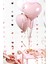Krem Şampanya Pembe Saten Folyo Kalp Balon Seti 7 Parça Balon Zincir Set 4