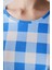 Blue Gingham Şortlu Pijama Takımı 4