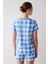 Blue Gingham Şortlu Pijama Takımı 5