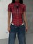 Dijital Baskılı Kısa Kollu Spider Çıtçıtlı Crop Bluz 1