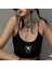 Siyah Baskılı Kadın Ip Askılı Büstiyer Crop 1