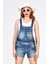 Askılı Salopet Denim Şort Tulum - Denim Denim - 30 2