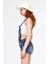 Askılı Salopet Denim Şort Tulum - Denim Denim - 30 4