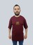 Erkek Respect Oversize Bisiklet Yaka Bordo Tişört 1