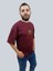 Erkek Respect Oversize Bisiklet Yaka Bordo Tişört 2