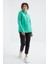 Deniz Yeşili Kapüşonlu Fermuarlı Rahat Form Kadın Polar Sweatshirt - 97233 2
