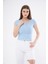 Kadın Mavi Dar Kalıp Crop T-Shirt - Citcit 1