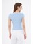 Kadın Mavi Dar Kalıp Crop T-Shirt - Citcit 4