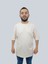 Erkek Plain Oversize Bisiklet Yaka Krem Tişört 1