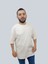 Erkek Plain Oversize Bisiklet Yaka Krem Tişört 2