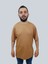 Erkek Plain Oversize Bisiklet Yaka Kahverengi Tişört 1