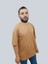 Erkek Plain Oversize Bisiklet Yaka Kahverengi Tişört 2