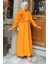 Orange Gömlek Kombinli Askılı Güllü Tesettür Elbise P-00010238 2