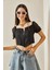 Siyah Balenli & Fermuarlı Balon Kol Bluz 5YXK2-48625-02 4