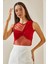 Kırmızı Transparan Detaylı Crop Bluz 5YXK2-48609-04 1