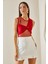 Kırmızı Transparan Detaylı Crop Bluz 5YXK2-48609-04 2