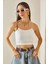 Beyaz Ince Askılı Fitilli Crop Bluz 5YXK2-48624-01 1