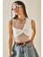 Beyaz Transparan Detaylı Crop Bluz 5YXK2-48609-01 1