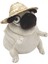 Dekorasyon Için Hasır Şapka Pug Heykelcikli Komik Animasyonlu Peluş Hayvan Oyuncak (Yurt Dışından) 4
