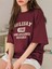 Kadın Bordo Holiday Baskılı Oversize T-Shirt 4
