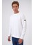 Beyaz Regular Fit Pamuklu Yumuşak Dokulu Bisiklet Yaka Sweatshirt 2