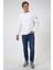 Beyaz Regular Fit Pamuklu Yumuşak Dokulu Bisiklet Yaka Sweatshirt 3