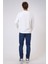 Beyaz Regular Fit Pamuklu Yumuşak Dokulu Bisiklet Yaka Sweatshirt 4