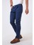 Lacivert Slim Fit 5 Cepli Pamuklu Denim Pantolon 2