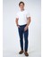 Lacivert Slim Fit 5 Cepli Armürlü Pamuklu Chino Pantolon 1