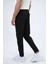 Siyah Regular Fit Pamuklu Beli Bağlamalı Jogger Pantolon 3