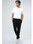 Siyah Regular Fit Pamuklu Beli Bağlamalı Jogger Pantolon 4