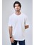 Beyaz Relaxed Fit %100 Pamuk Kısa Kollu Bisiklet Yaka Sweatshirt 1