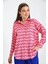 Fuşya Desenli Oversize Uzun Kol Basic Saten Gömlek 1