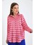Fuşya Desenli Oversize Uzun Kol Basic Saten Gömlek 3