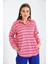 Fuşya Desenli Oversize Uzun Kol Basic Saten Gömlek 4