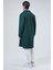 Koyu Yeşil Oversize Fit Yünlü Mono Yaka Kaşe Kaban 5