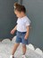 Beyaz Minnie Mouse Kanat Detaylı T-Shirt Kot Şort Takım 3