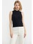 Motifli Dik Yaka Triko Süveter - Siyah 3