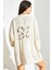 Kadın Sırt Yaprak Nakışlı Uzun Kollu Müslin Kimono 2