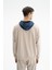 Erkek Önden Fermuar Kanguru Cepli Oversize Şardonsuz 3 İplik Kapşonlu Sweatshirt K26254626601 5