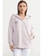 Fermuarlı Oversize Sweat - Pudra 1