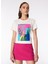 Bisiklet Yaka Baskılı Kırık Beyaz Kadın T-Shirt F4SL-TST0216 1