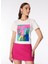 Bisiklet Yaka Baskılı Kırık Beyaz Kadın T-Shirt F4SL-TST0216 3