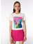 Bisiklet Yaka Baskılı Kırık Beyaz Kadın T-Shirt F4SL-TST0216 4